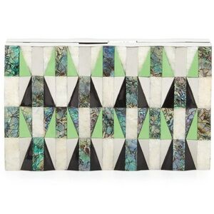 Rafe Mosaic Clutch - Green, Black, and White